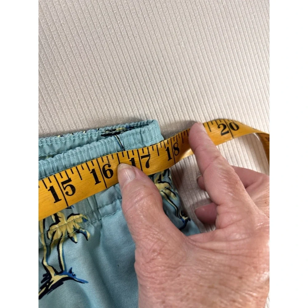 Hollister Men's Aqua Blue Swim Trunks Palm Trees Drawstring 6